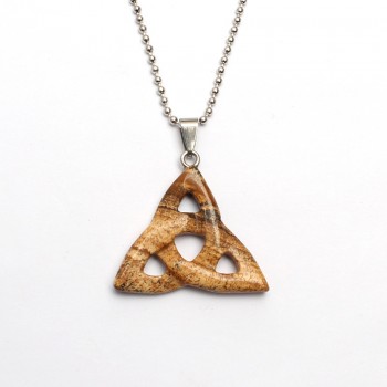 Natural Gemstone Necklace Pendant 34mm Triangle Pendant Turquoise Jasper Agate Stone Charms Jewelry