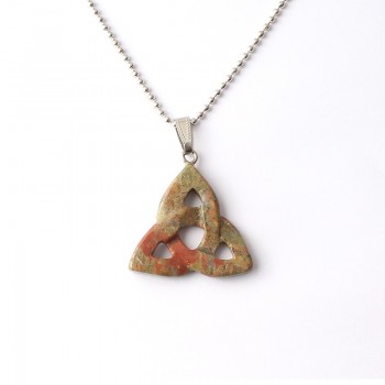 Natural Gemstone Necklace Pendant 34mm Triangle Pendant Turquoise Jasper Agate Stone Charms Jewelry