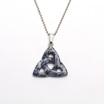 Natural Gemstone Necklace Pendant 34mm Triangle Pendant Turquoise Jasper Agate Stone Charms Jewelry