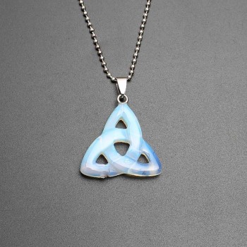 Natural Gemstone Necklace Pendant 34mm Triangle Pendant Turquoise Jasper Agate Stone Charms Jewelry