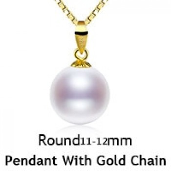 XF800 18K Gold Pearl Necklace Pendant White Pearl Jewelry Natural Freshwater AU750 Wedding Party Gift For Women Girl [D221-1]