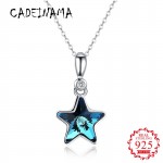 CADEINAMA 100% 925 Sterling Silver Pendant Necklace Star Austrian Crystal Charms Choker Neckalce Women Girls Jewelry For Office