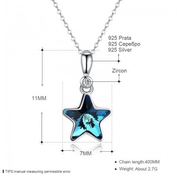 CADEINAMA 100% 925 Sterling Silver Pendant Necklace Star Austrian Crystal Charms Choker Neckalce Women Girls Jewelry For Office