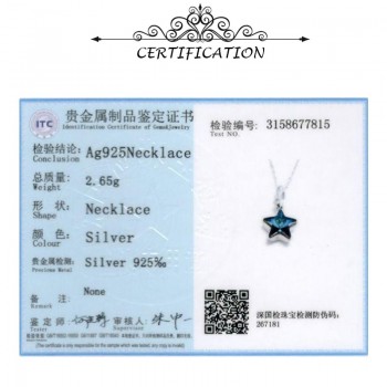 CADEINAMA 100% 925 Sterling Silver Pendant Necklace Star Austrian Crystal Charms Choker Neckalce Women Girls Jewelry For Office