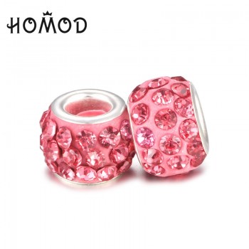 HOMOD Fashion 19 Colors DIY Resin Rhinestones Beads Fits Pandora Charms Bracelets Necklaces European Beads jewelry making