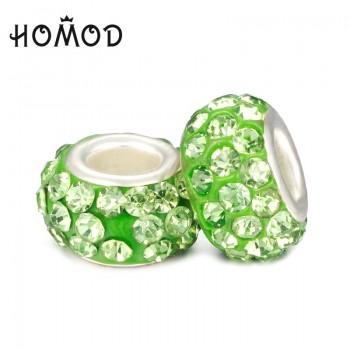 HOMOD Fashion 19 Colors DIY Resin Rhinestones Beads Fits Pandora Charms Bracelets Necklaces European Beads jewelry making