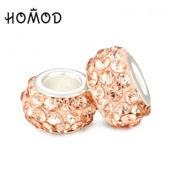 HOMOD Fashion 19 Colors DIY Resin Rhinestones Beads Fits Pandora Charms Bracelets Necklaces European Beads jewelry making