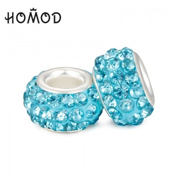 HOMOD Fashion 19 Colors DIY Resin Rhinestones Beads Fits Pandora Charms Bracelets Necklaces European Beads jewelry making