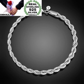 OMHXZJ Wholesale Personality Fashion OL Woman Girl Party Wedding Gift Silver Twisted Chain 925 Sterling Silver Bracelet BR131