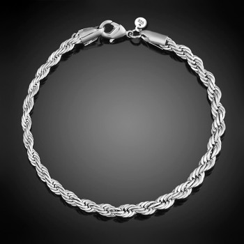 OMHXZJ Wholesale Personality Fashion OL Woman Girl Party Wedding Gift Silver Twisted Chain 925 Sterling Silver Bracelet BR131