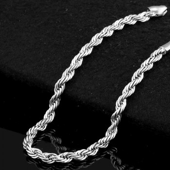 OMHXZJ Wholesale Personality Fashion OL Woman Girl Party Wedding Gift Silver Twisted Chain 925 Sterling Silver Bracelet BR131