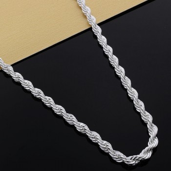 OMHXZJ Wholesale Personality Fashion OL Woman Girl Party Wedding Gift Silver Twisted Chain 925 Sterling Silver Bracelet BR131