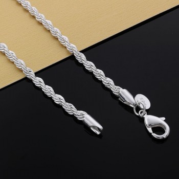 OMHXZJ Wholesale Personality Fashion OL Woman Girl Party Wedding Gift Silver Twisted Chain 925 Sterling Silver Bracelet BR131