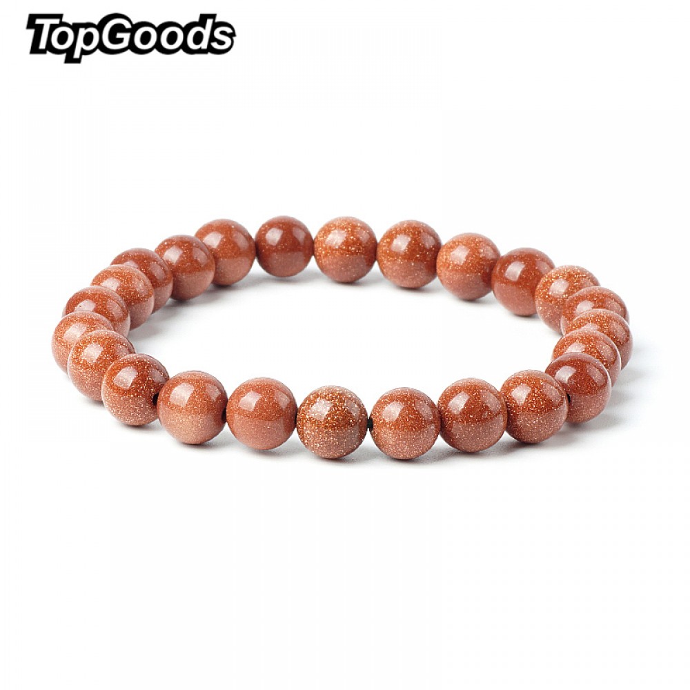 2018 New Natural Golden Aventurine Blink Bracelet Bead Stone Charms Bracelet 8mm Loose Gemstone Bracelets  Jewelry for Women Men