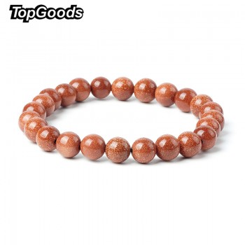 2018 New Natural Golden Aventurine Blink Bracelet Bead Stone Charms Bracelet 8mm Loose Gemstone Bracelets  Jewelry for Women Men
