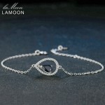 Lamoon 5X7mm Teardrop 100% Real Blue Sapphire 925 Sterling Silver Jewelry  S925 Charm Bracelet LMHI036