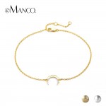 e-Manco Gold Moon Bracelets 925 Silver Crescent Trendy Charm Bracelet Women Fine Jewelry Simple Gold Chain Link Party Bracelets