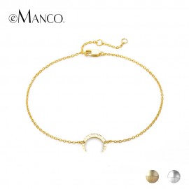 e-Manco Gold Moon Bracelets 925 Silver Crescent Trendy Charm Bracelet Women Fine Jewelry Simple Gold Chain Link Party Bracelets