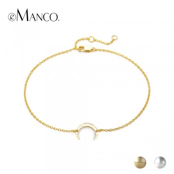 e-Manco Gold Moon Bracelets 925 Silver Crescent Trendy Charm Bracelet Women Fine Jewelry Simple Gold Chain Link Party Bracelets