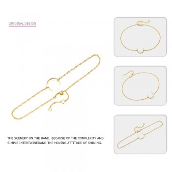 e-Manco Gold Moon Bracelets 925 Silver Crescent Trendy Charm Bracelet Women Fine Jewelry Simple Gold Chain Link Party Bracelets