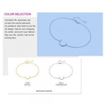 e-Manco Gold Moon Bracelets 925 Silver Crescent Trendy Charm Bracelet Women Fine Jewelry Simple Gold Chain Link Party Bracelets