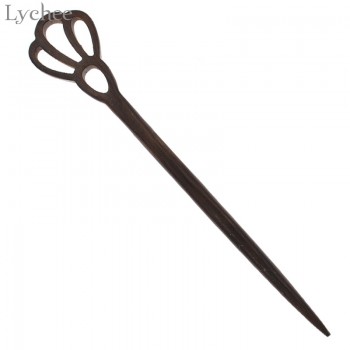 Lychee Vintage Ebony Carved Wooden Female Hair Sticks Hairpin Handmade Minimalism Women Ethnic Elegant Hairwear Retro Jewelry