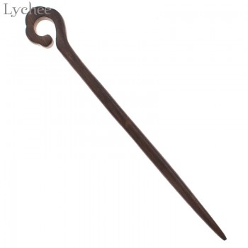 Lychee Vintage Ebony Carved Wooden Female Hair Sticks Hairpin Handmade Minimalism Women Ethnic Elegant Hairwear Retro Jewelry