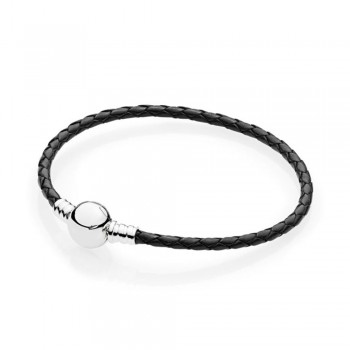 FAHMI 100% 925 Sterling Silver Charming Round Buckle Head Basic Leather Hand Strap Classic Casual Women Suitable Gift Original