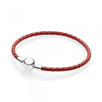 FAHMI 100% 925 Sterling Silver Charming Round Buckle Head Basic Leather Hand Strap Classic Casual Women Suitable Gift Original