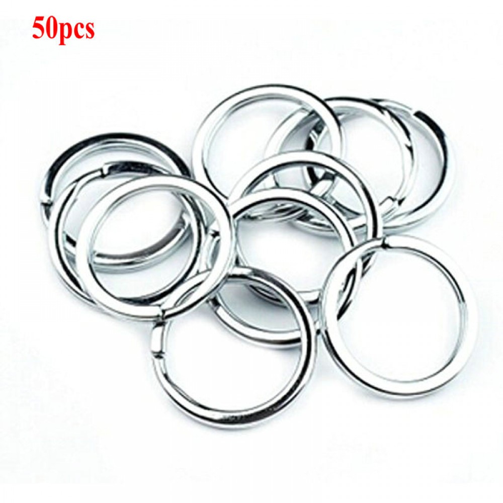 50pcs/Set Shiny Keychain 25mm Metal Key Holder Split Rings Suspension Keyring Keyfob Accessories  For Men Women Car Bags