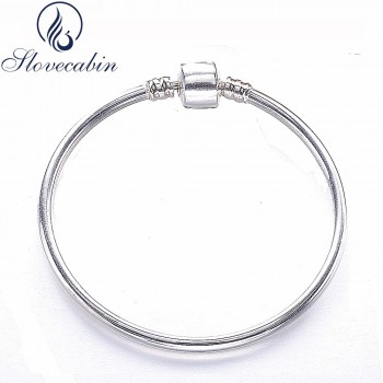 Slovecabin Classic 925 Sterling Silver Moment Snake Bangle For Women SIlver Wedding Bangle For Bead DIY Jewelry Marking pulseira