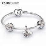 FAHMI 925 Sterling Silver FLUTTERING BUTTERFLY CHARM BRACELET SET fit DIY Original charm Bracelets jewelry A set of prices