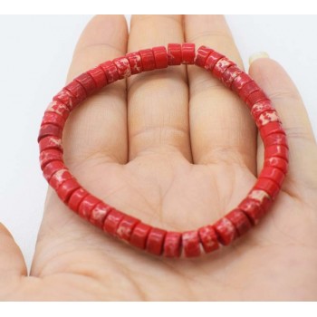 red jasper  roundel  6*4mm   bracelet 7.5inch FPPJ wholesale beads nature gemstone