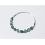 Real. 925 Sterling Silver Fine Jewelry Small Round Beadsamp; 6MM Natural Emerald Jade Stone Chain Bracelet Charms GTLS514