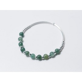 Real. 925 Sterling Silver Fine Jewelry Small Round Beadsamp; 6MM Natural Emerald Jade Stone Chain Bracelet Charms GTLS514