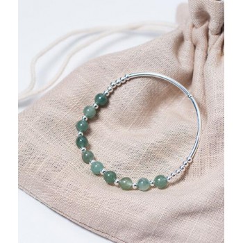 Real. 925 Sterling Silver Fine Jewelry Small Round Beadsamp; 6MM Natural Emerald Jade Stone Chain Bracelet Charms GTLS514