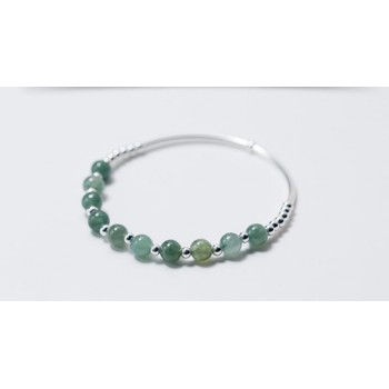 Real. 925 Sterling Silver Fine Jewelry Small Round Beadsamp; 6MM Natural Emerald Jade Stone Chain Bracelet Charms GTLS514