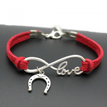 2018 Women Stylish Infinity Love Horseshoe Charms Bracelets Horse Hoof Leather Bracelet Friendship Gift