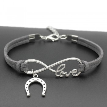 2018 Women Stylish Infinity Love Horseshoe Charms Bracelets Horse Hoof Leather Bracelet Friendship Gift