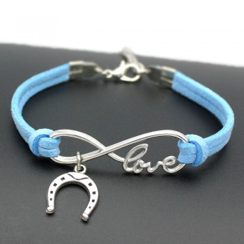 2018 Women Stylish Infinity Love Horseshoe Charms Bracelets Horse Hoof Leather Bracelet Friendship Gift