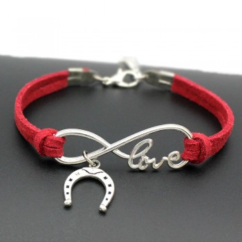 2018 Women Stylish Infinity Love Horseshoe Charms Bracelets Horse Hoof Leather Bracelet Friendship Gift