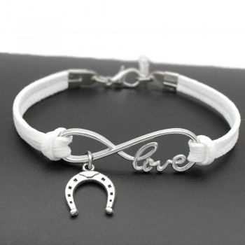 2018 Women Stylish Infinity Love Horseshoe Charms Bracelets Horse Hoof Leather Bracelet Friendship Gift