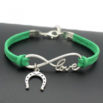 2018 Women Stylish Infinity Love Horseshoe Charms Bracelets Horse Hoof Leather Bracelet Friendship Gift