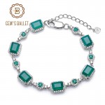 GEMS BALLET 6x8mm Green Agate Bracelet Genuine 925 sterling silver Natural Gemstone Chain Link Bracelet For Women Fine Jewelry