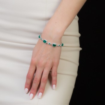 GEMS BALLET 6x8mm Green Agate Bracelet Genuine 925 sterling silver Natural Gemstone Chain Link Bracelet For Women Fine Jewelry