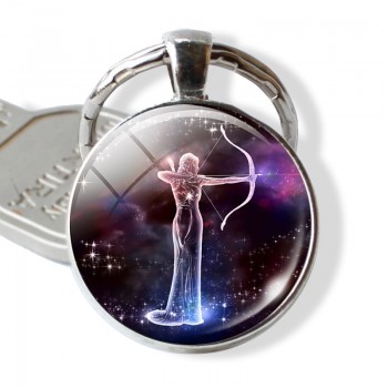 12 Zodiac Signs Keyrings Constellation Cute Cabochon Keychain Jewelry Scorpio Sagittarius Capricorn Virgo Pendant Birthday Gift
