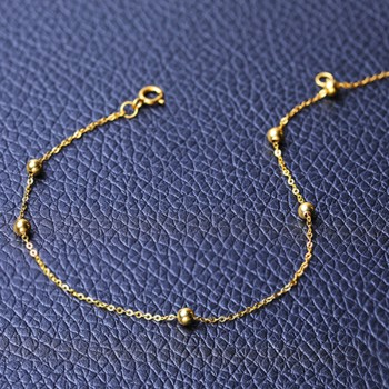 DAIMI Pure Gold Bracelet Satellite Chain 18K Yellow Gold Beads Chain Adjustable 18cm Bracelet Chain Jewelry Gift