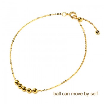 DAIMI Pure Gold Bracelet Satellite Chain 18K Yellow Gold Beads Chain Adjustable 18cm Bracelet Chain Jewelry Gift