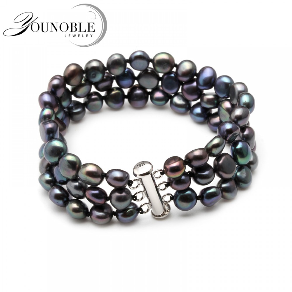 White real freshwater black pearl bracelet women,multilayer natural pearl bracelet jewelry daughter girl best gift birthday