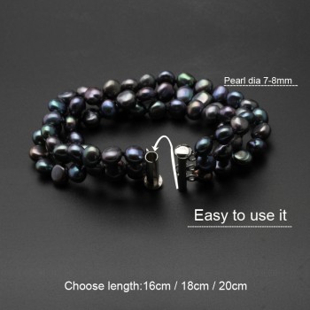 White real freshwater black pearl bracelet women,multilayer natural pearl bracelet jewelry daughter girl best gift birthday